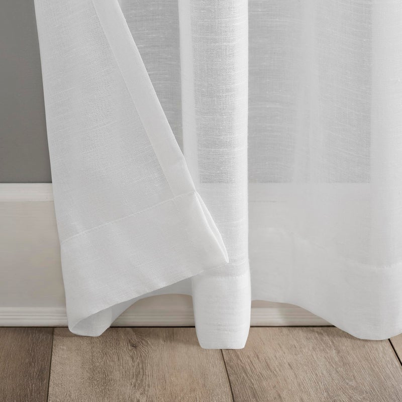 Archaeo - 54911 Slub Textured Linen Blend Grommet Top Curtain, 52" x 95", White - Image 4